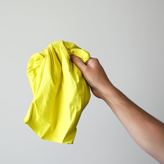 Image of yellow fabric in a hand